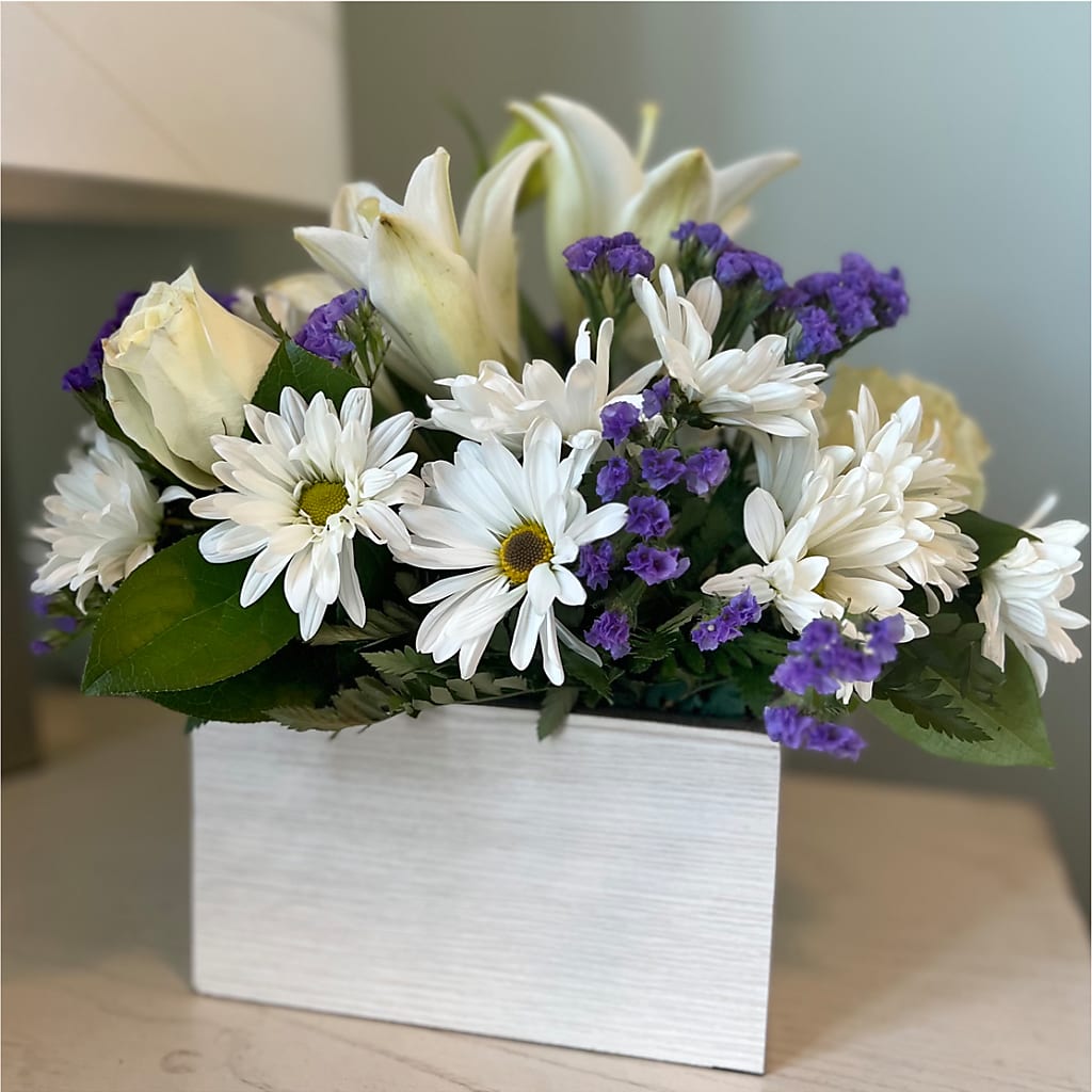 Beyond Blue Box Bouquet – Aiello Mid-town Florist, Kenosha WI