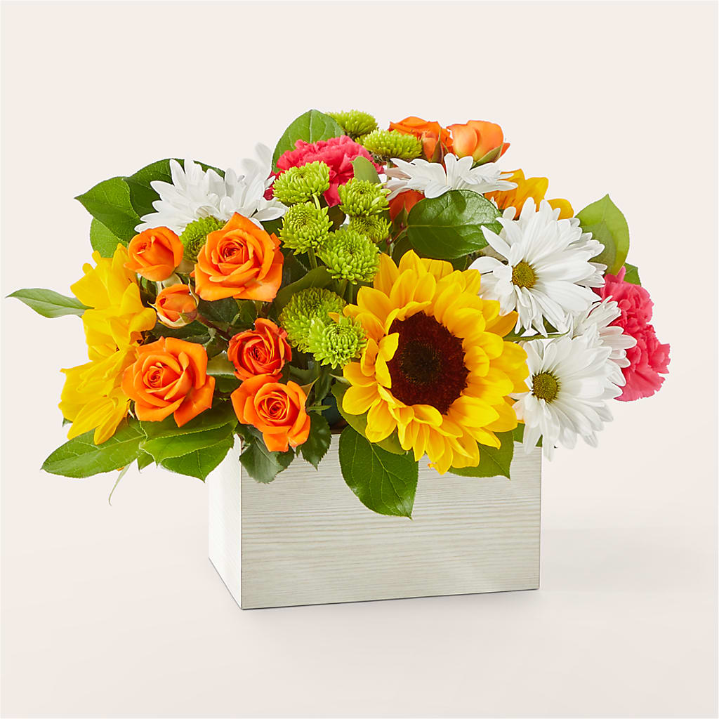 Sun-drenched Blooms Box Bouquet – MIDTOWN FLORIST, Kenosha WI