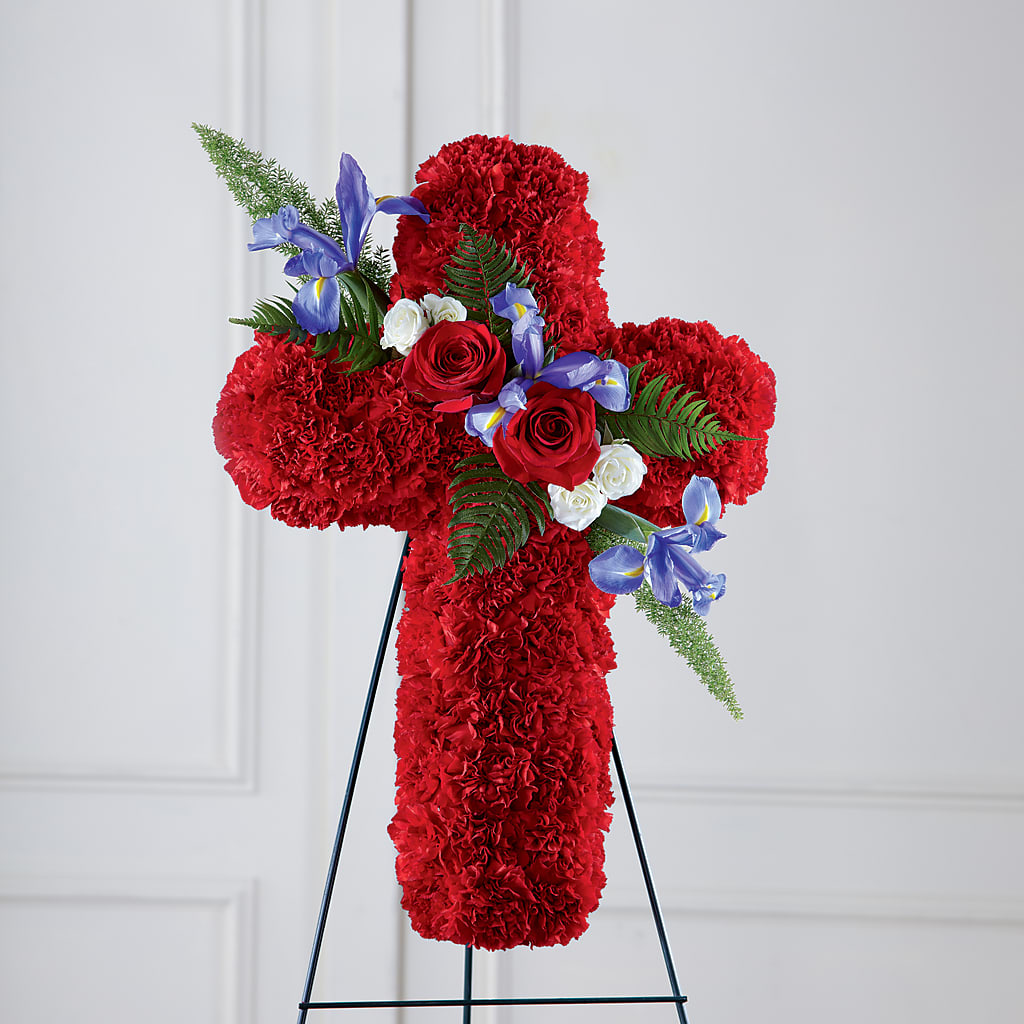 Faithful Hero Floral Cross – MIDTOWN FLORIST, Kenosha WI