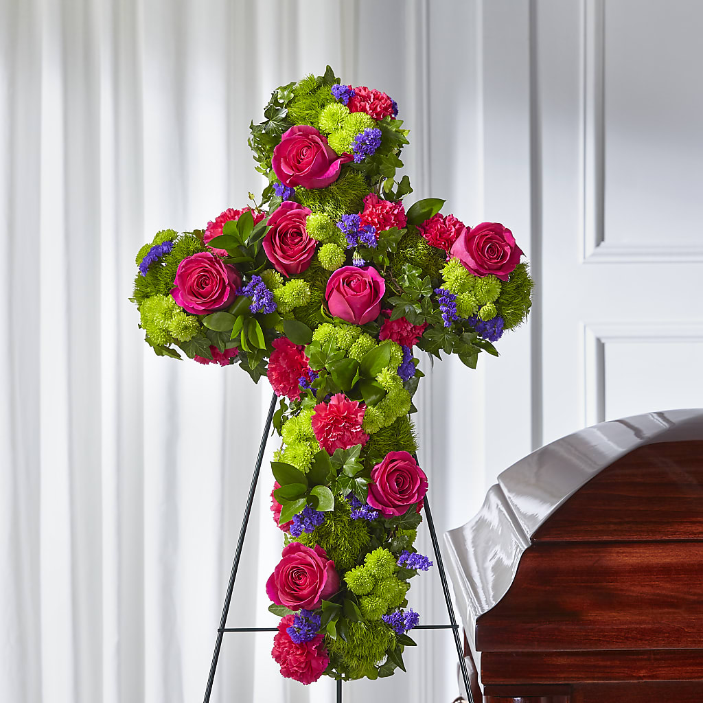 Tribute Rose Floral Cross – MIDTOWN FLORIST, Kenosha WI