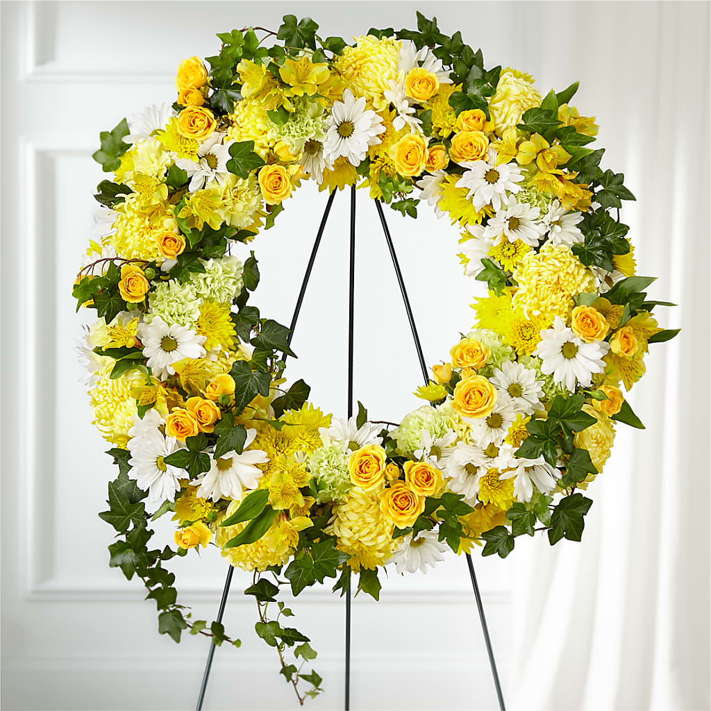 Golden Remembrance Wreath – MIDTOWN FLORIST, Kenosha WI