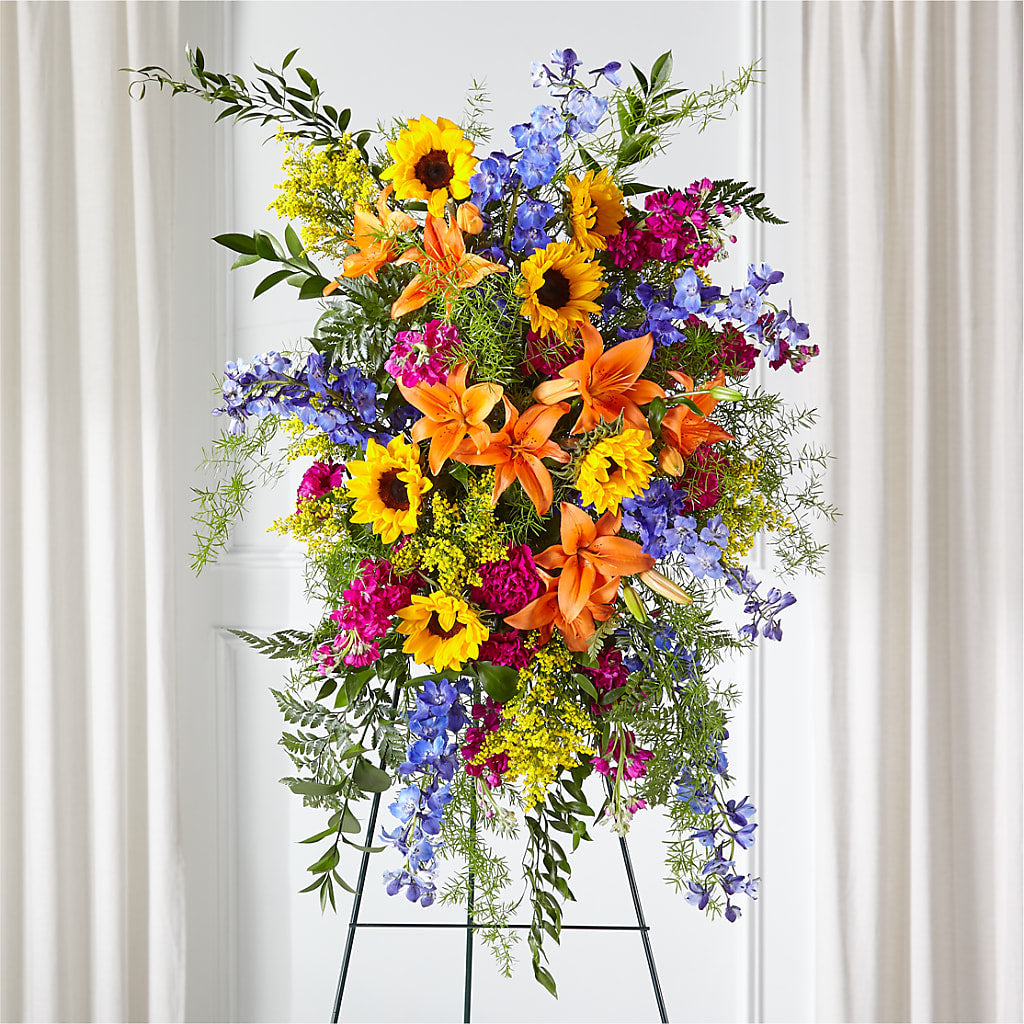 Sunlit Memories Standing Spray (Standard) – MIDTOWN FLORIST, Kenosha WI