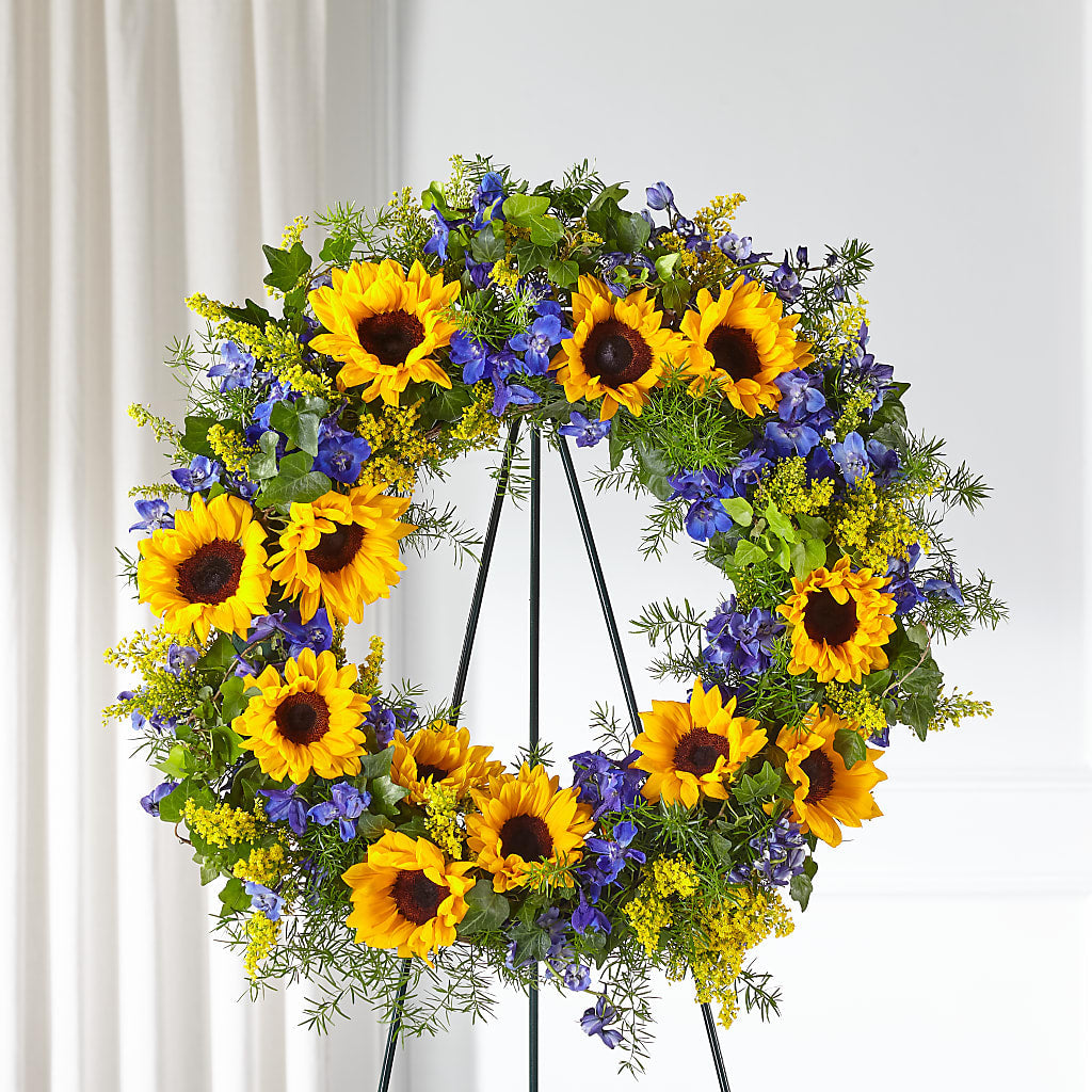 Bright Rays Wreath – MIDTOWN FLORIST, Kenosha WI