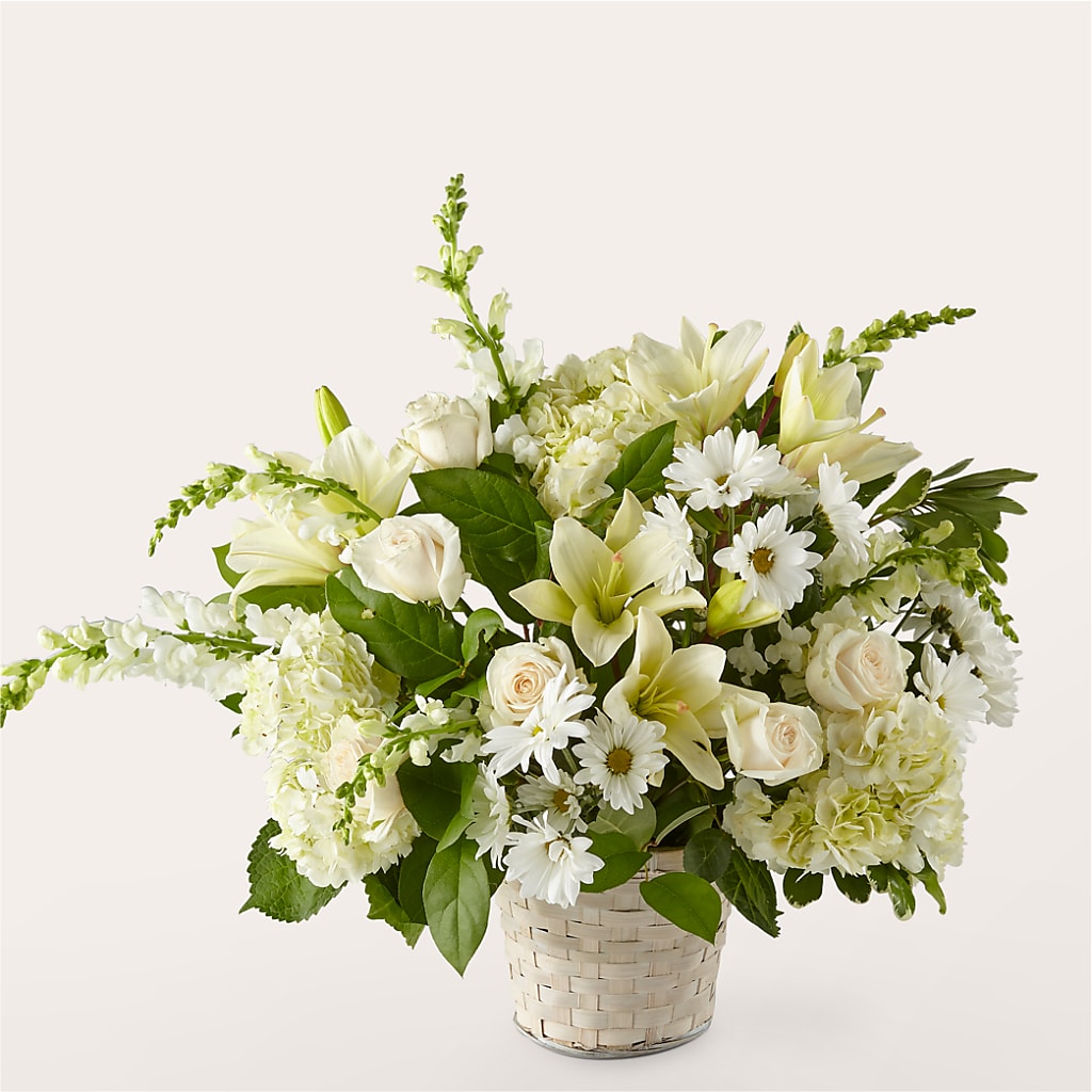 Ivory Elegance Floral Basket – MIDTOWN FLORIST, Kenosha WI