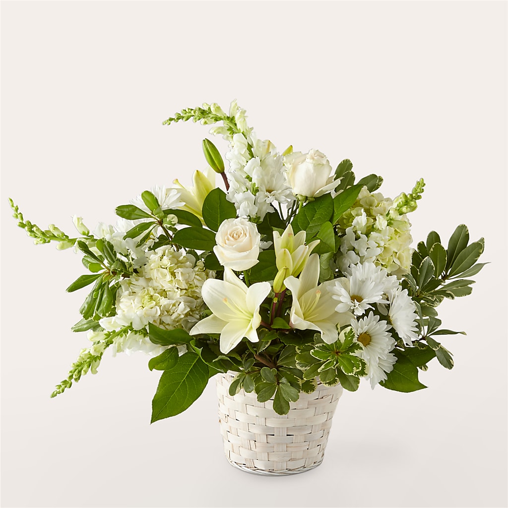 Ivory Elegance Floral Basket – MIDTOWN FLORIST, Kenosha WI