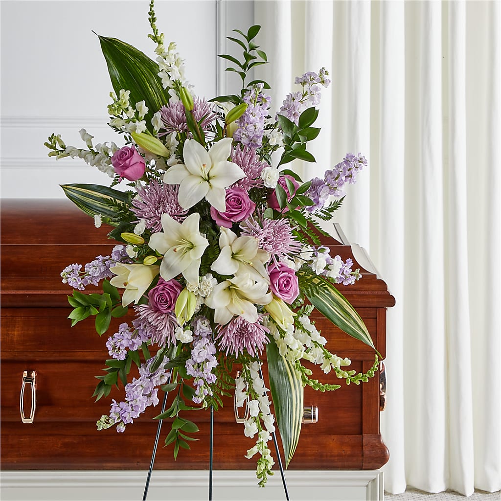 Grateful Hearts Standing Spray – MIDTOWN FLORIST, Kenosha WI