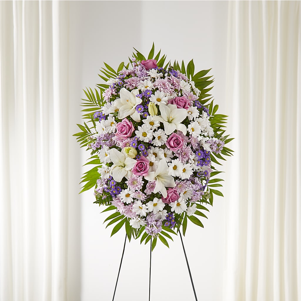 Surrounded by Love Standing Spray – MIDTOWN FLORIST, Kenosha WI
