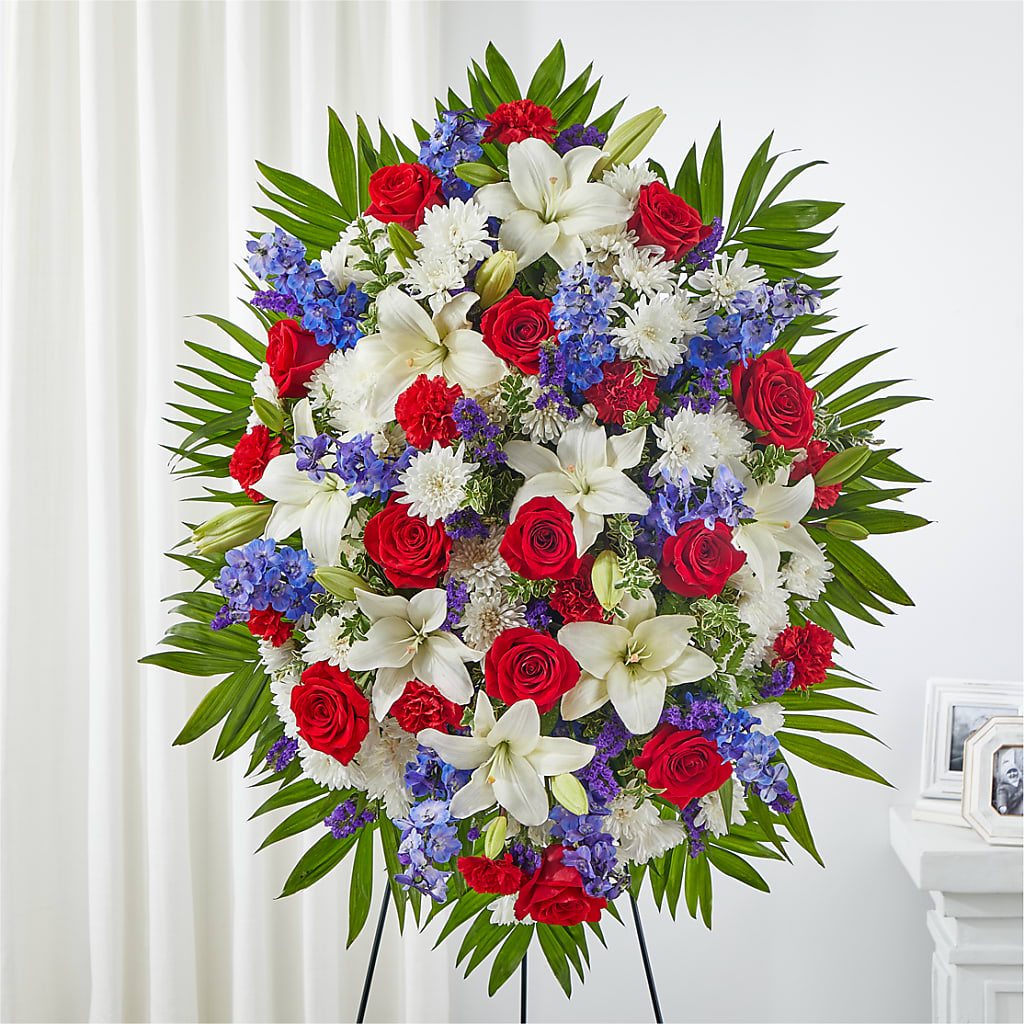 Cherished Service Standing Spray – MIDTOWN FLORIST, Kenosha WI