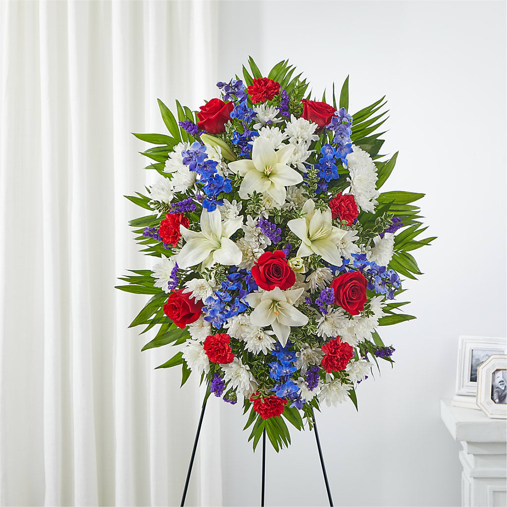Cherished Service Standing Spray – MIDTOWN FLORIST, Kenosha WI