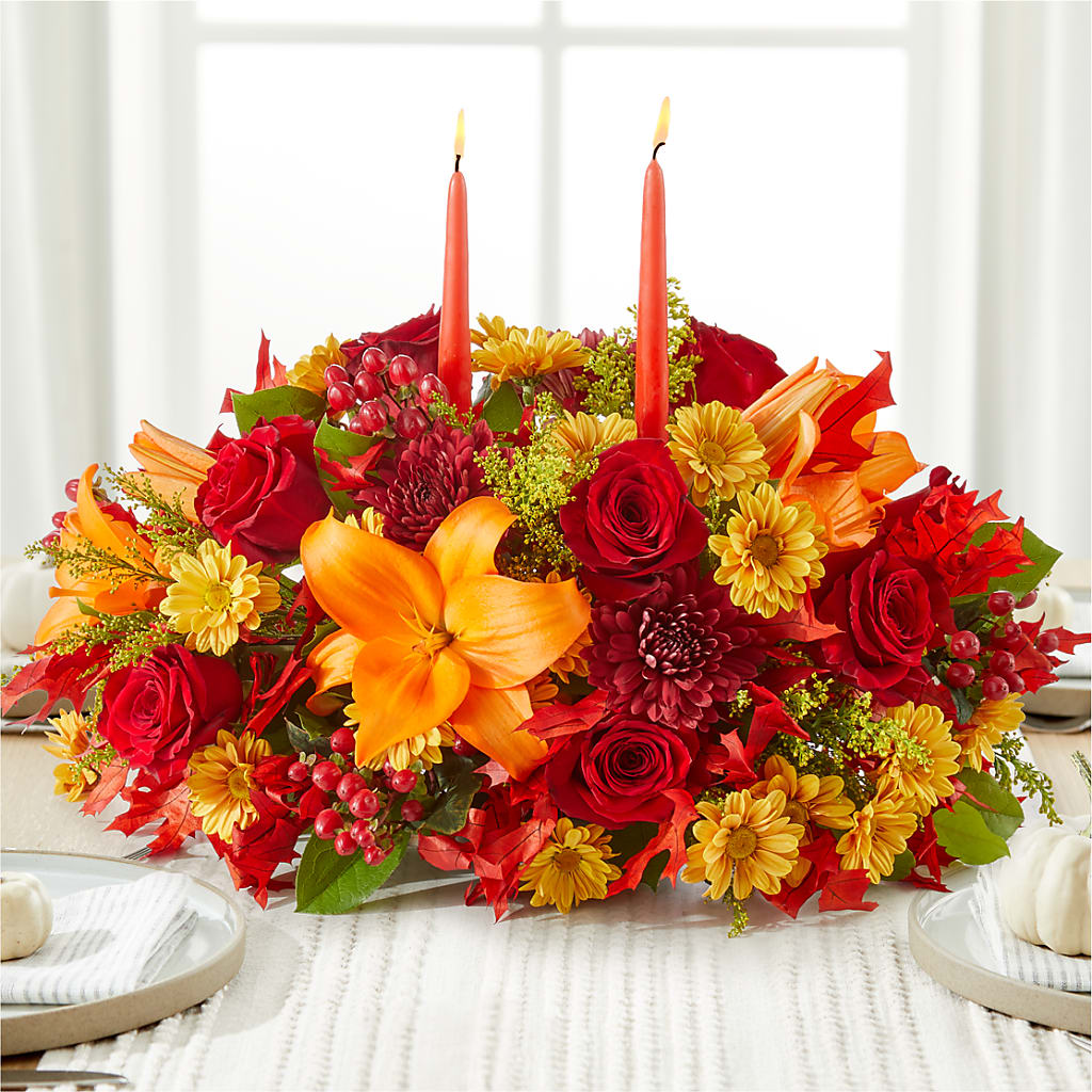 Autumn's Embrace Centerpiece – Aiello Mid-town Florist Inc, Kenosha WI