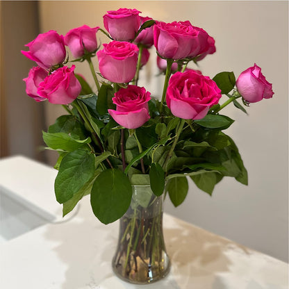 Long Stem Pink Rose Bouquet –  Aiello Mid-town Florist, Kenosha WI