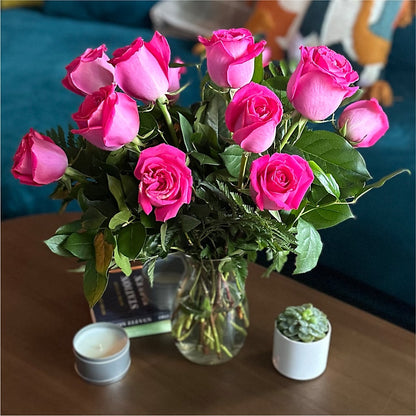 Long Stem Pink Rose Bouquet –  Aiello Mid-town Florist, Kenosha WI