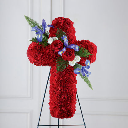 Faithful Hero Floral Cross – MIDTOWN FLORIST, Kenosha WI