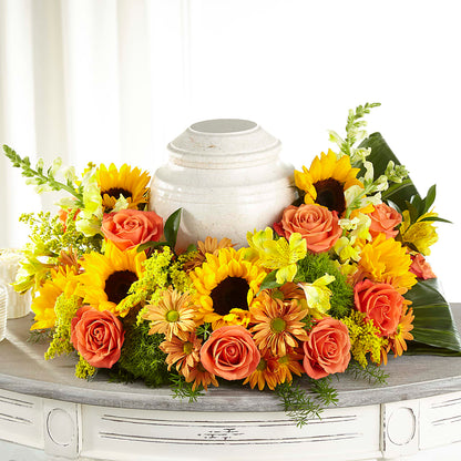 Faithful Sunflower Cremation Adornment –  Aiello Mid-town Florist INC, Kenosha WI