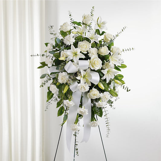 With Care Standing Spray –  Aiello Mid-town Florist, Kenosha WI