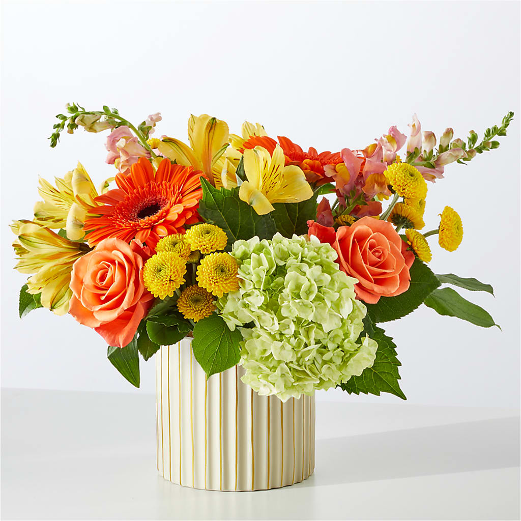 Autumn Sunshine Bouquet with Ivory Vase –  Aiello Mid-town Florist Inc, Kenosha WI