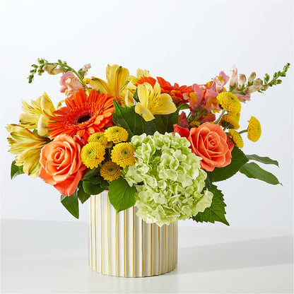 Autumn Sunshine Bouquet with Ivory Vase –  Aiello Mid-town Florist Inc, Kenosha WI