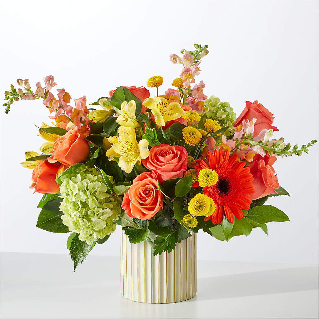 Autumn Sunshine Bouquet with Ivory Vase –  Aiello Mid-town Florist Inc, Kenosha WI