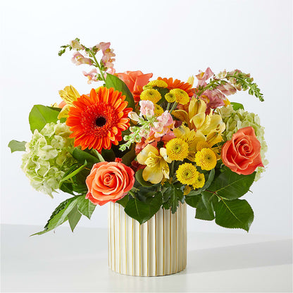 Autumn Sunshine Bouquet with Ivory Vase –  Aiello Mid-town Florist Inc, Kenosha WI