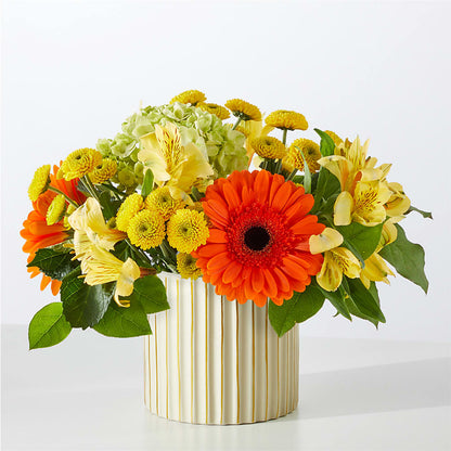 Autumn Sunshine Bouquet with Ivory Vase –  Aiello Mid-town Florist Inc, Kenosha WI