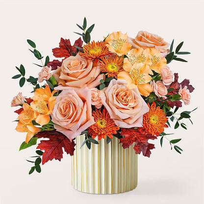 Spiced Latte Bouquet with Ivory Vase –  Aiello Mid-town Florist Inc, Kenosha WI