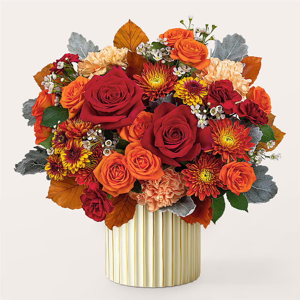 Merlot Bouquet with Ivory Vase –  Aiello Mid-town Florist Inc, Kenosha WI