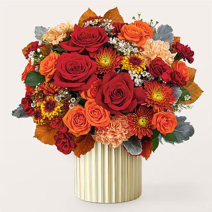 Merlot Bouquet with Ivory Vase –  Aiello Mid-town Florist Inc, Kenosha WI