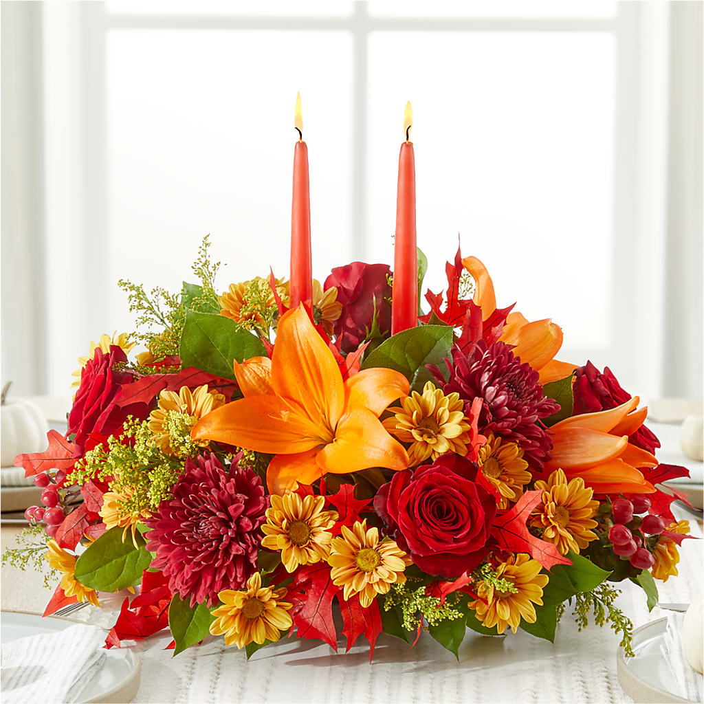 Autumn's Embrace Centerpiece –  Aiello Mid-town Florist Inc, Kenosha WI